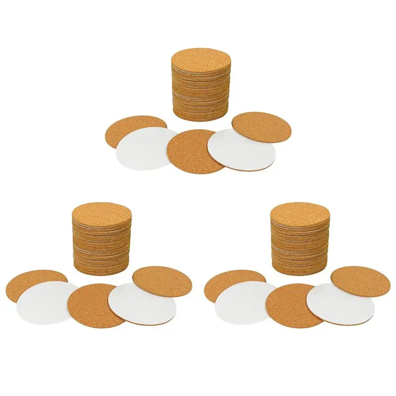 

ABWZ-120 Pack Self-Adhesive Cork Round 3.5 Inch Backing Sheets Cork Coasters For DIY Crafts-Bottom Protection