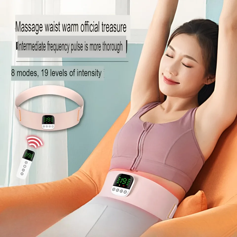 

EMS Belt Waist Massager Heating Pad Combo Multi-function Abdominal Fitness Belt For Warm Therapy And Menstrual Cramp Relief