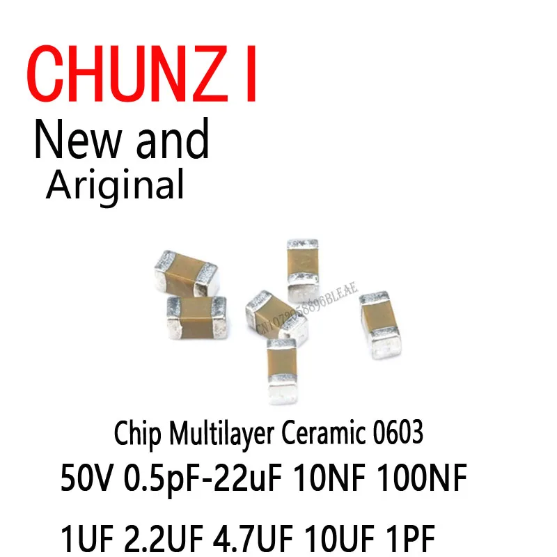 

1 стел/4000 шт. SMD толстопленочный чип многослойный керамический конденсатор 0603 50 В 0,5 пФ-22 мкФ 10NF 100NF 1 мкФ 2,2 мкФ 4,7 мкФ 10 мкФ 1PF