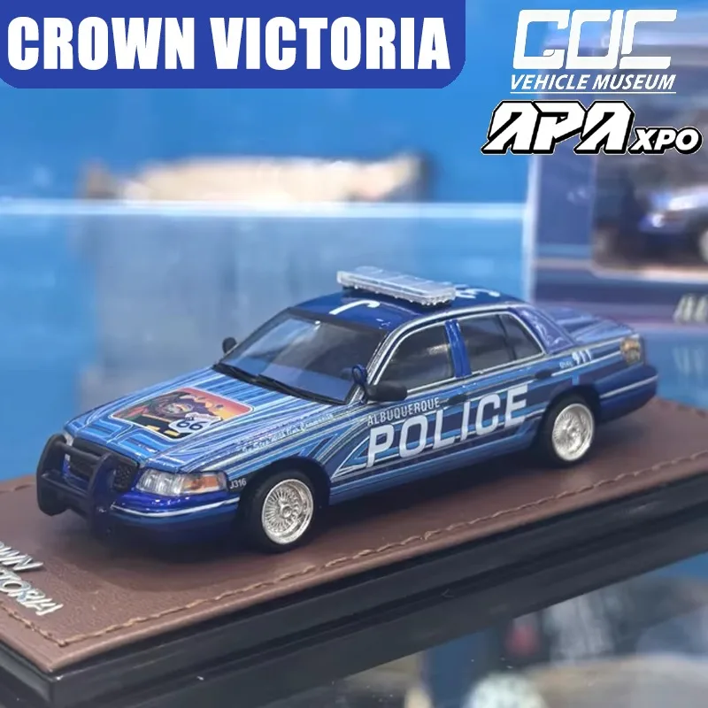 GOC 1/64 FORD CROWN VICTORIA ALBUQUERQUE POLIZEI Legierung Kraftfahrzeug Spielzeug Druckguss Metall Modell Sammlung Junge Weihnachtsgeschenke