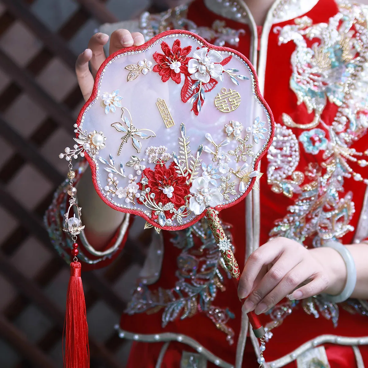 古代風の手作り縁起物扇子、中国式ウェディングシャワー用扇子