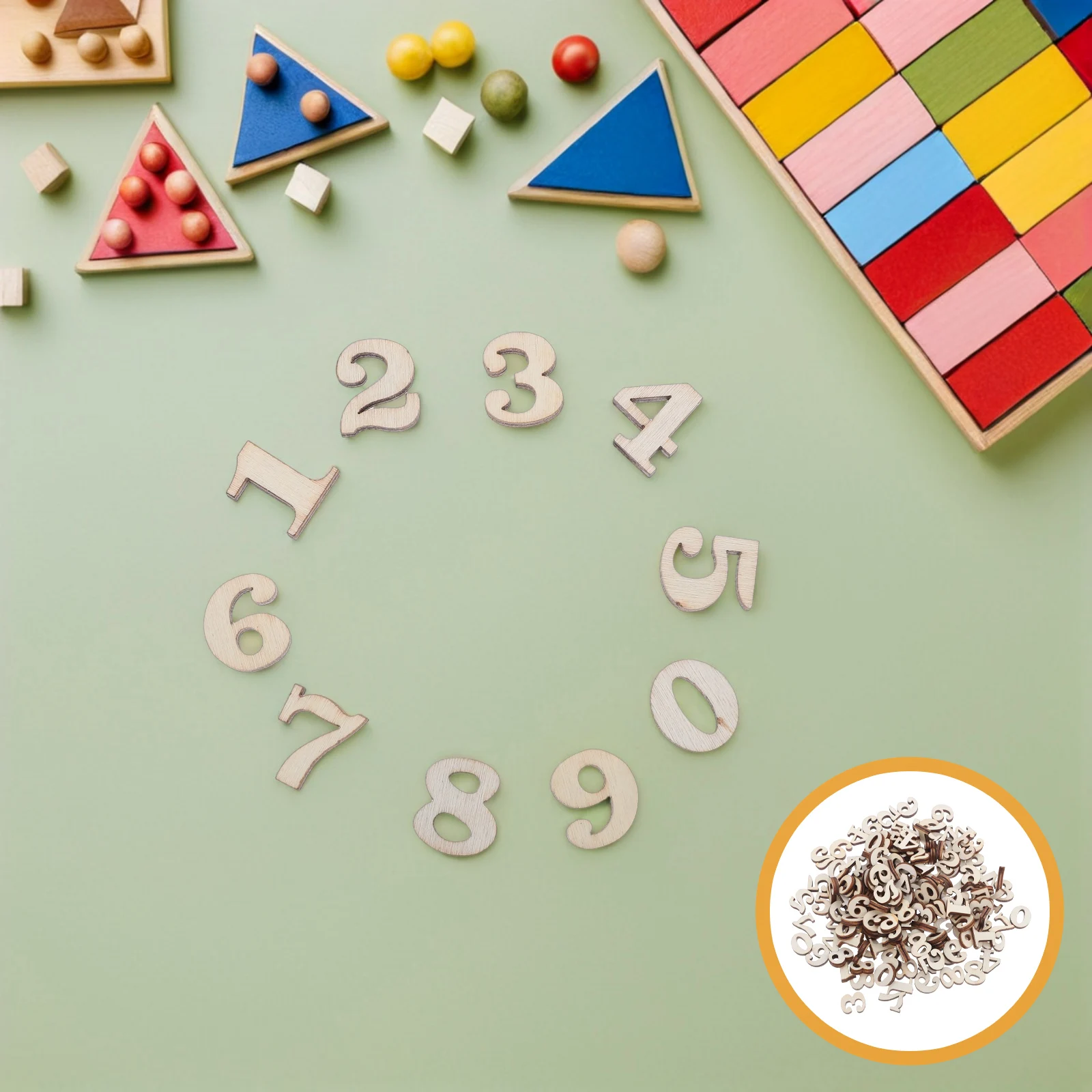 

400Pcs Wooden Numbers Natural Unfinished 0-9 for DIY Craft Projects Scrapbooking Early Learning Arithmetic Activities