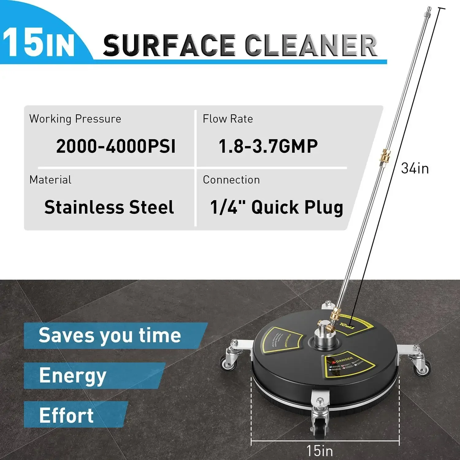 Durable    Stainless Steel Washing Site 15 Inch Round Road Surface High Pressure Cleaner Road Car Wash Artifact