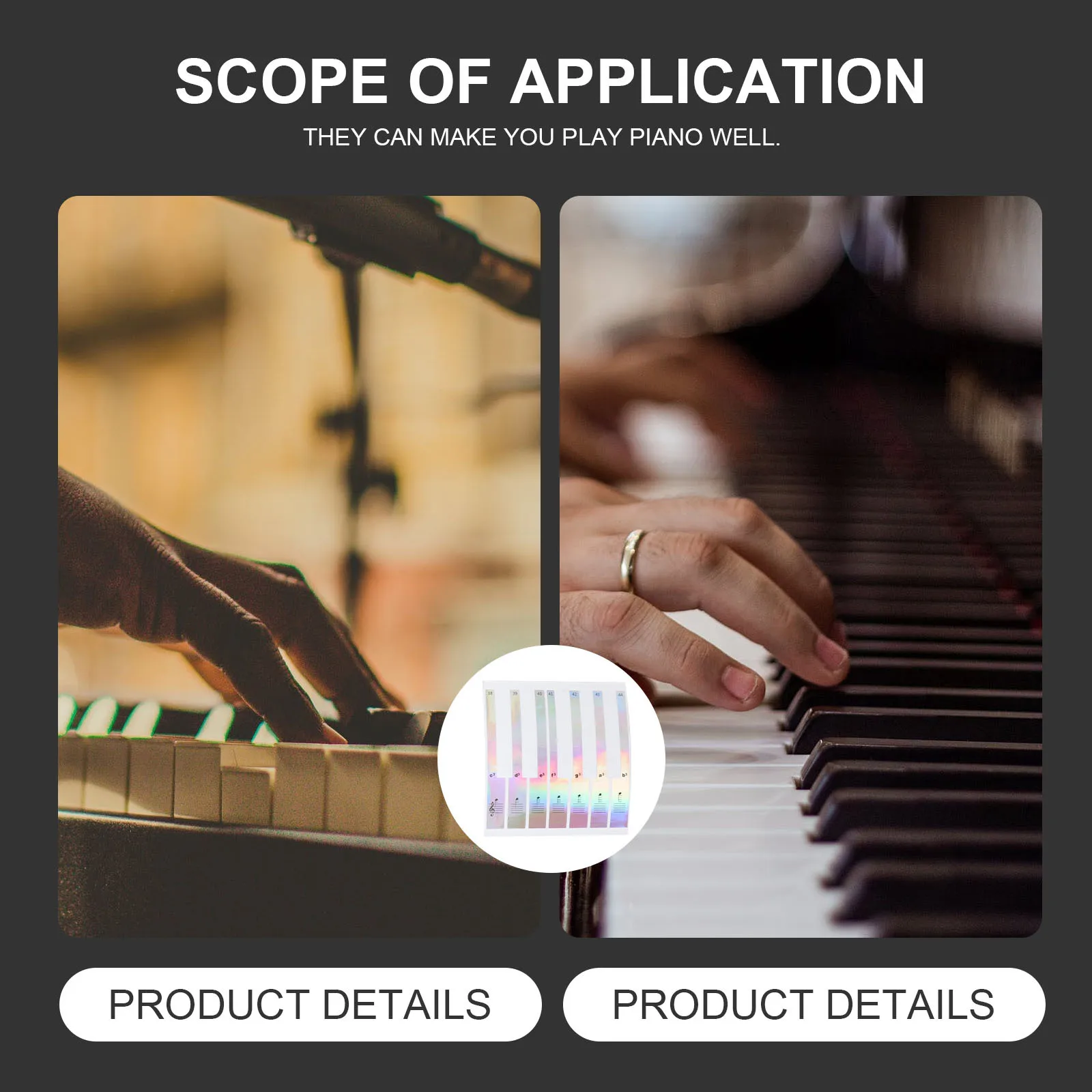 

1Set Piano Keyboard Stickers Practical Beginner Decals Easy Read Smooth Surface Music Instrument Supplies Piano Keyboard Sticker