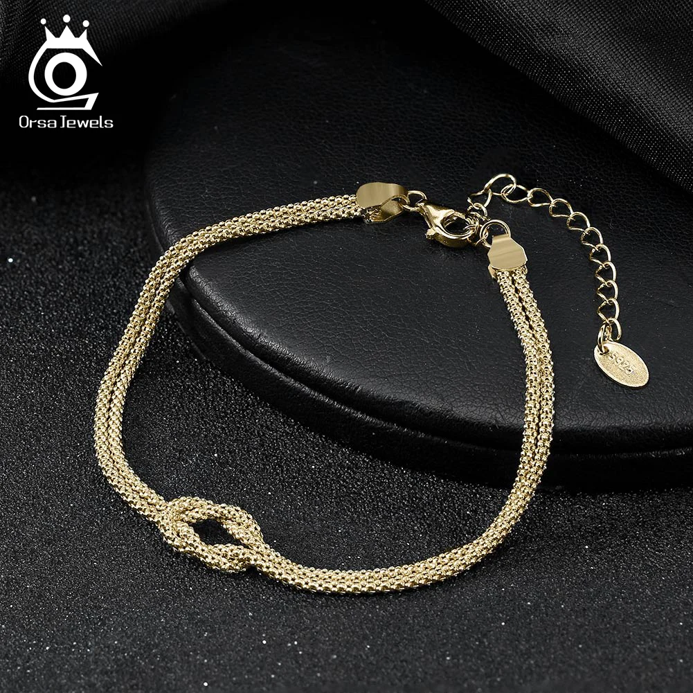 

ORSA JEWELS Daily Mesh Popcorn Chain Bracelet Genuine 925 Sterling Silver Simpe Charm Chain Bangle for Women Lobster Clasp SB196