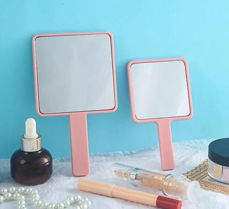 Hand Mini Mirror SPA Salon Compact Mirror Portable Makeup Mirror Extension Square Handheld Cosmetic Mirror With Handle Beauty