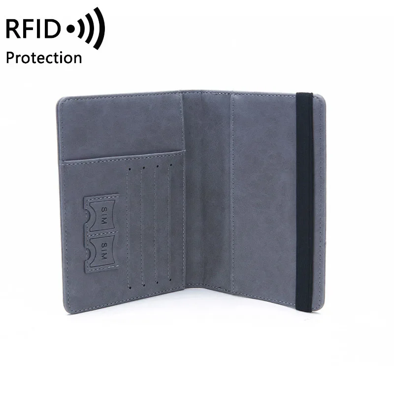 Women Men Travel Passport Holder Cover Case RFID PU Leather Credit ID Card Holder Case Ticket Protective Wallet