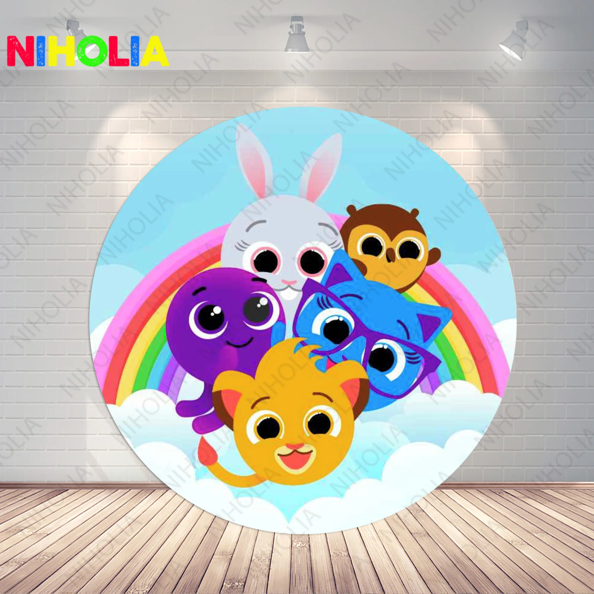 Disney Bolofofos Photo Backdrop Circle Cover Kids 2nd Birthday Baby Shower Photography Background Round Photo Booth Prop