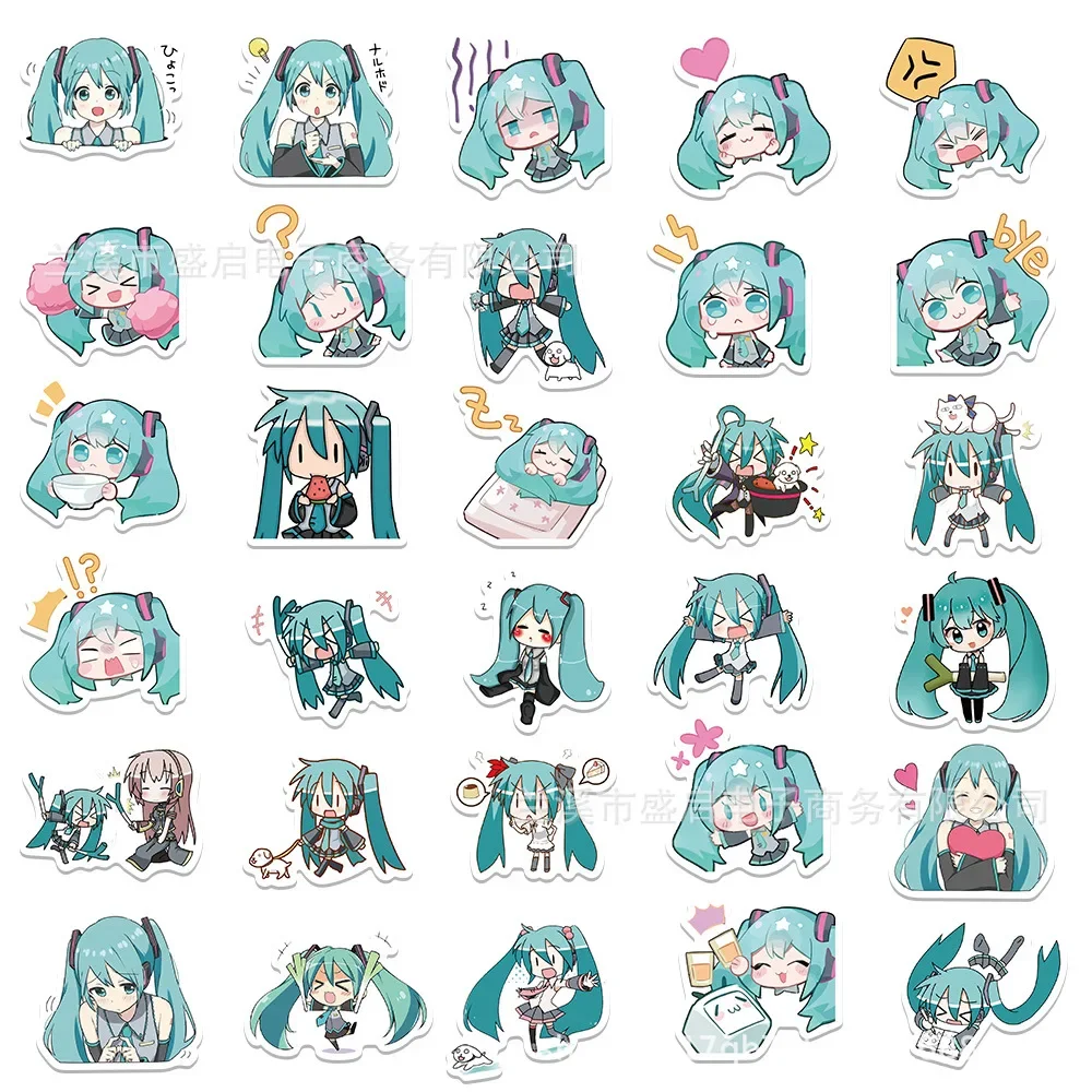 

65pcs/set Cartoon Anime Hatsune Miku kawaii figure Sticker Waterproof Laptop Guitar Skateboard Luggage Graffiti Sticker Gifts