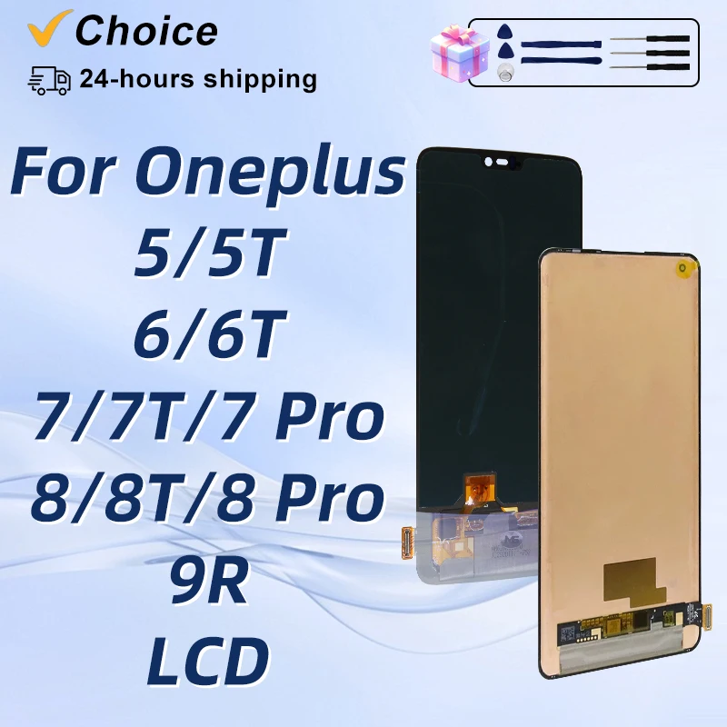 NEW Super Amoled For OnePlus LCD Display OnePlus 5T 6 6T 7T 7Pro For OnePlus 8T 9R GM1901 HD1901 Touch Screen Digitizer Replace