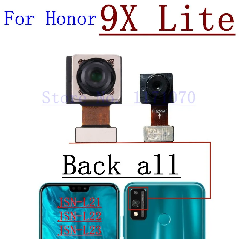 Original For Huawei Honor 9X Lite Front Rear View Back Up Camera Frontal Main Facing Small Camera Module Flex Cable Spare Parts