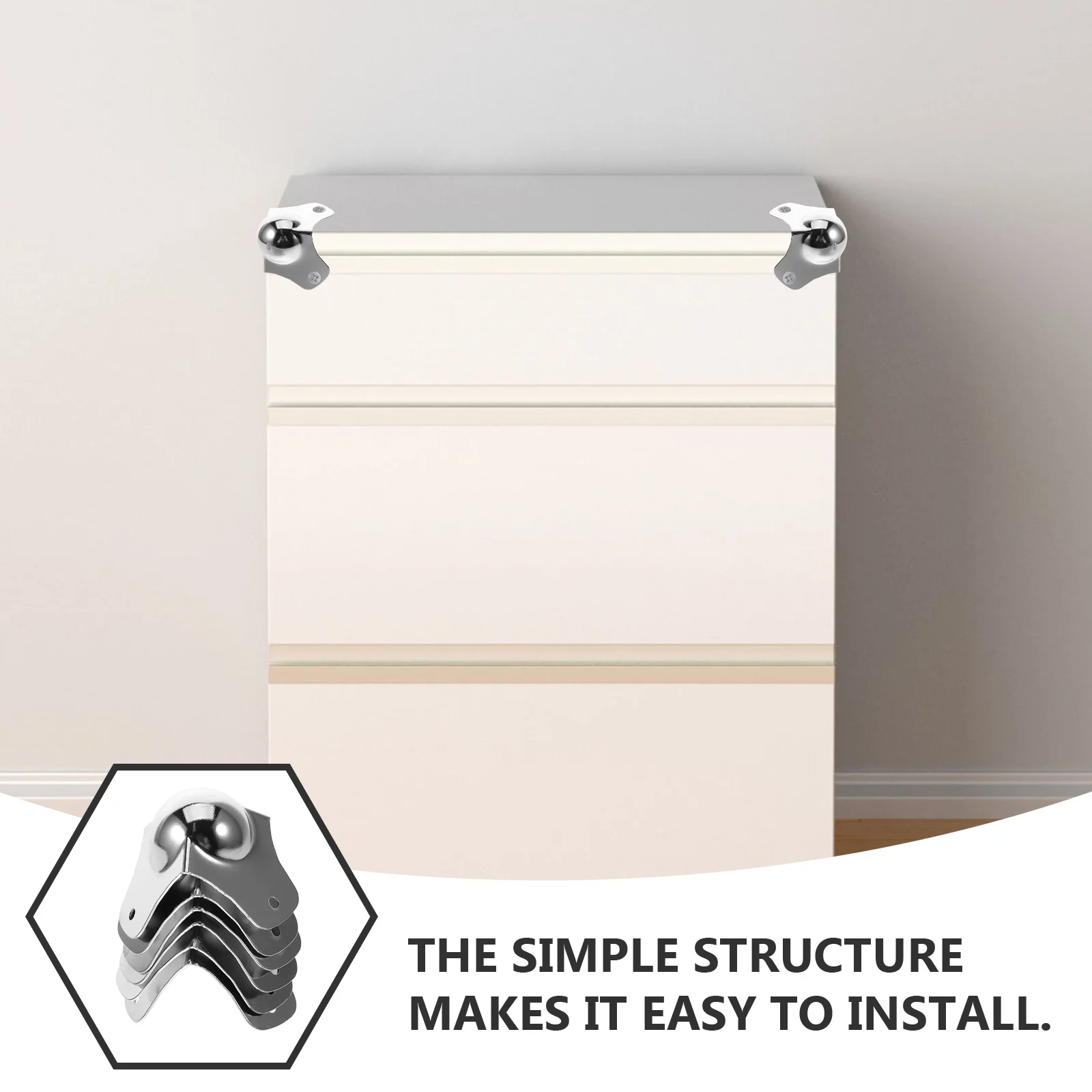 6Pcs Metal Corner Guards Silver Ball Edge Protectors High Efficiency Impact Resistance for Table Cabinet Box Universal