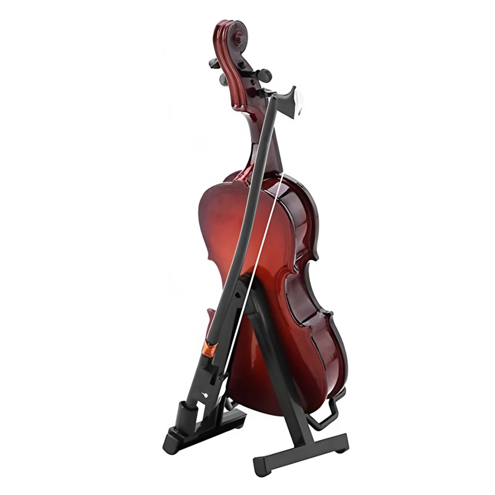 Wooden Miniature Cello W/ Stand & Bow Mini Musical Instrument Decoration Miniature Wood Violin for Music Lovers Craft Collector - view 3