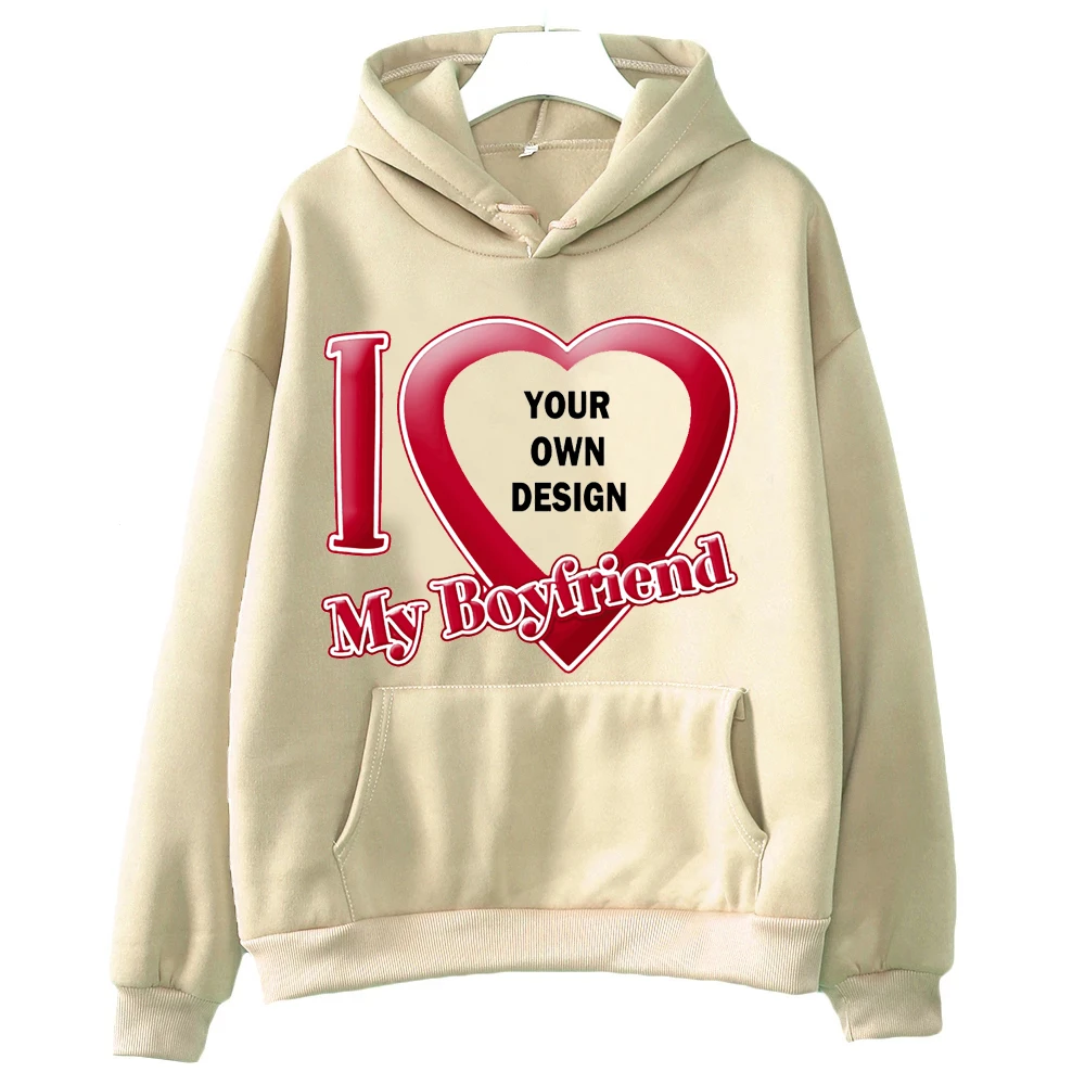 أنا أحب صديقي تخصيص شعار العلامة التجارية الخاصة بك DIY تصميم هوديس عالية الجودة الرجال / النساء البلوز