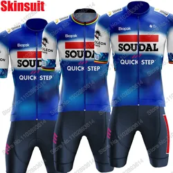 Team Soudal Quick Step Cycling Skinsuit 2024 Bodysuit World Champion Long Cycling Jerseys Set Race Clothing Jumpsuit MTB Maillot