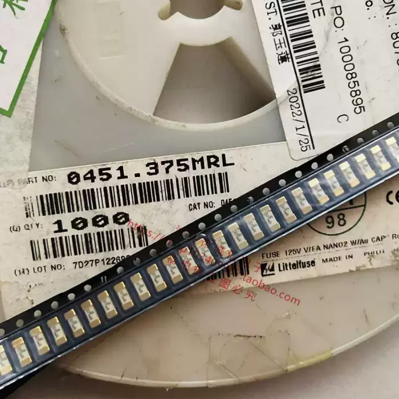 5-100pcs 0451.375MRL ceramic fuse tube 1808 LF 375mA 125V surface mount fast melting