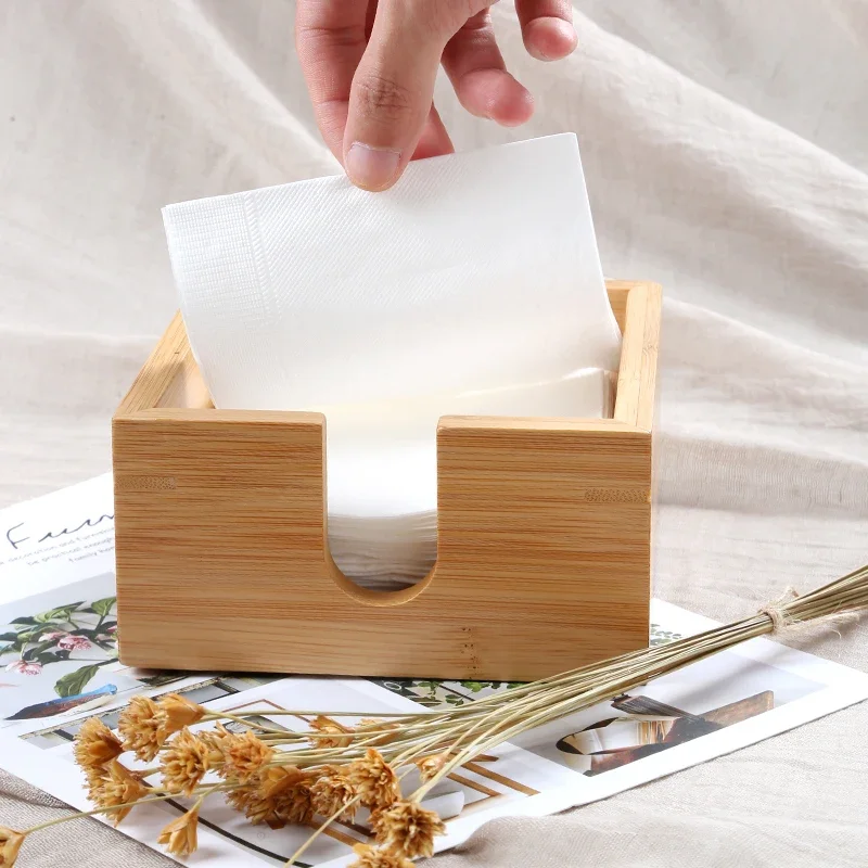 

Kitchen Storage Organization Restaurant Bamboo Square seat type sheet paper Napkins Tissue Boxes