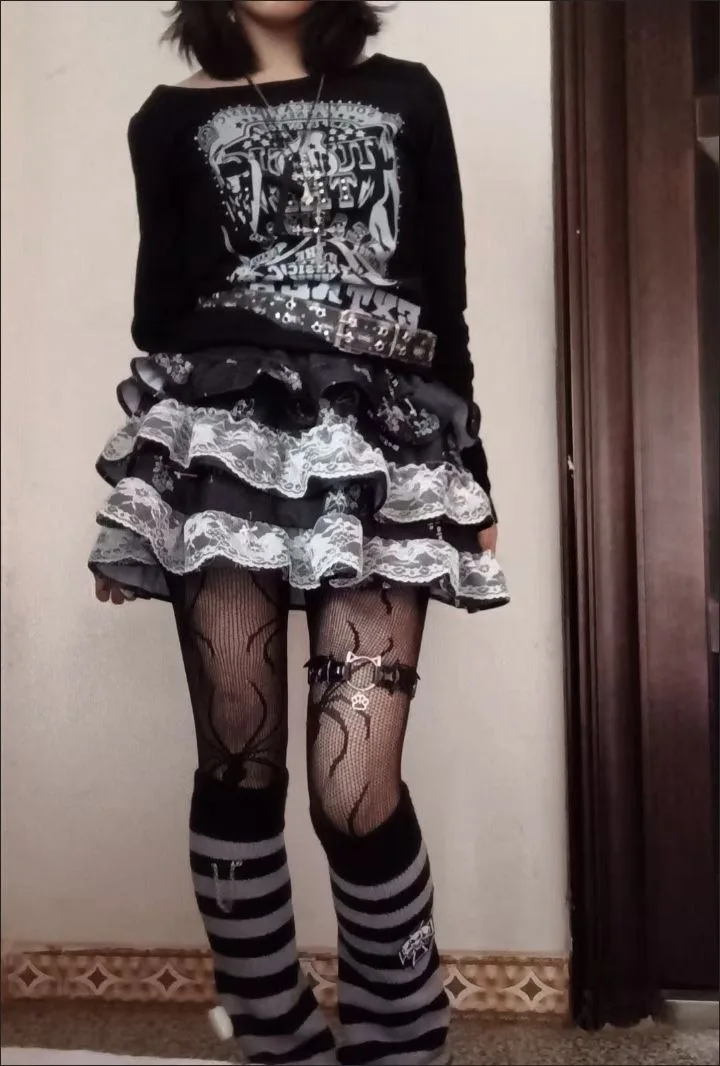 

Harajuku Y2K T-shirt Harajuku Long Sleeve Slim Women Casual American Retro Gothic Tees Print Subculture Autumn Female Chic Tops