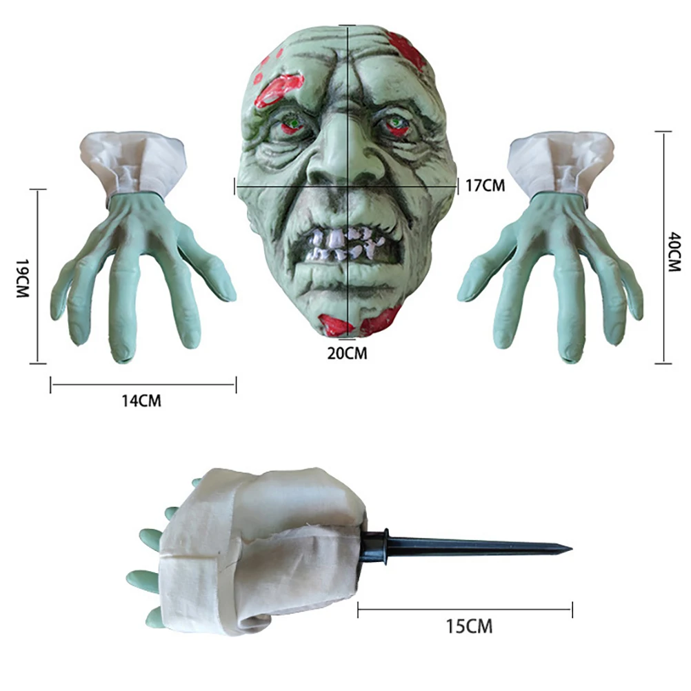 

3 Pcs Skull Plug Useful Photo Props Scene Zombie and Hands Practical Party Halloween Green Theme Prank