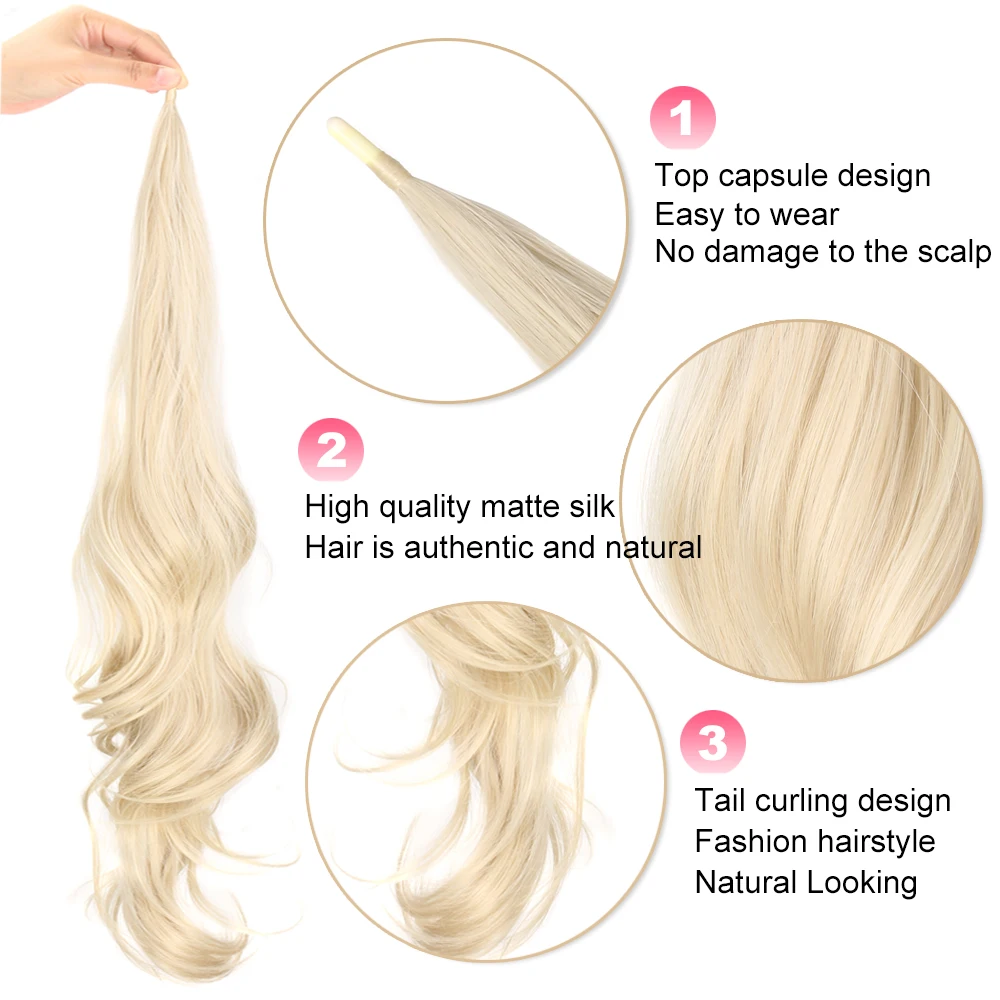 32Inch Synthetic Ponytail Hair Extensions Flexible Wrap Around False Tail For Women Natural Wavy Pony Tail Hairpiece Daily Use