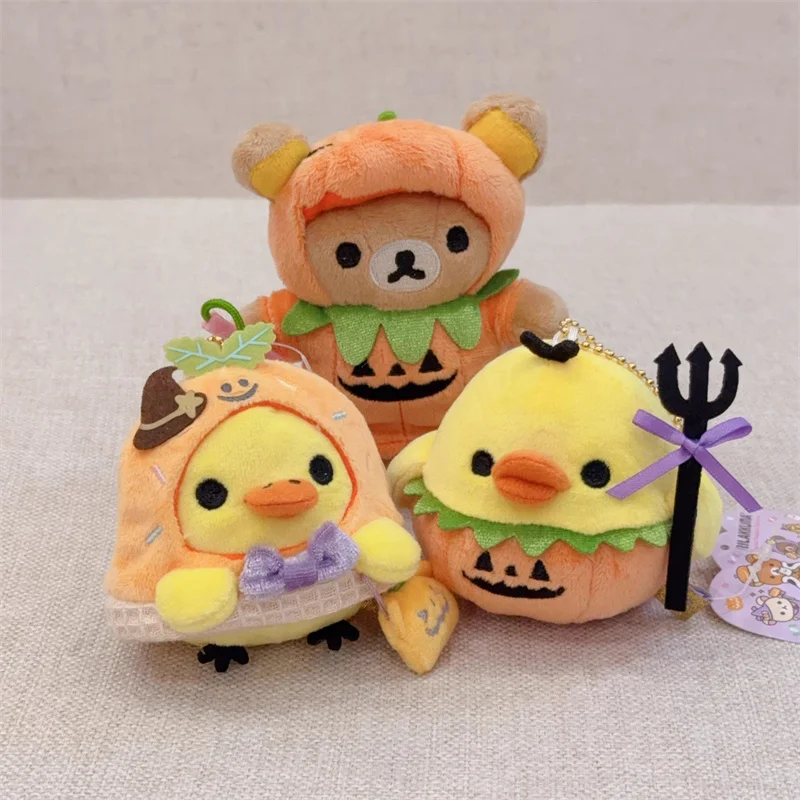 Pluszak Rilakkuma Dynia Halloween Demon Kiiroitori Kurczak Kawaii Śliczne Breloczki do Kluczy Zawieszka do Torby Łańcuszek do Kluczy Zabawki dla Dziewczynek