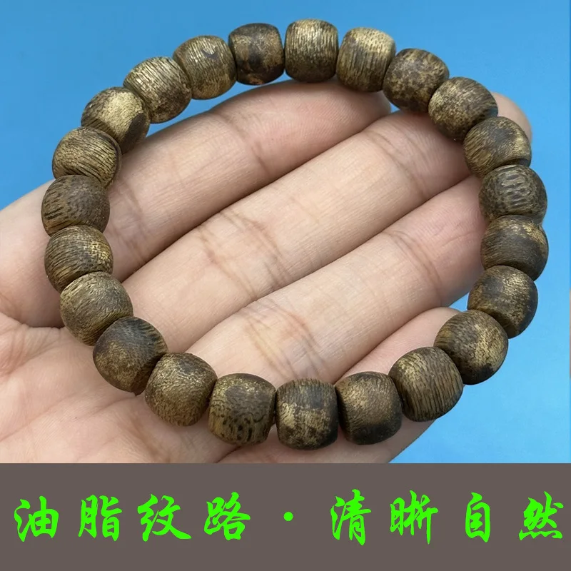 Natural Green Bracelet Bulge Beads Barrel Beads Men and Women Live Single Circle Pure Beaded Bracelet