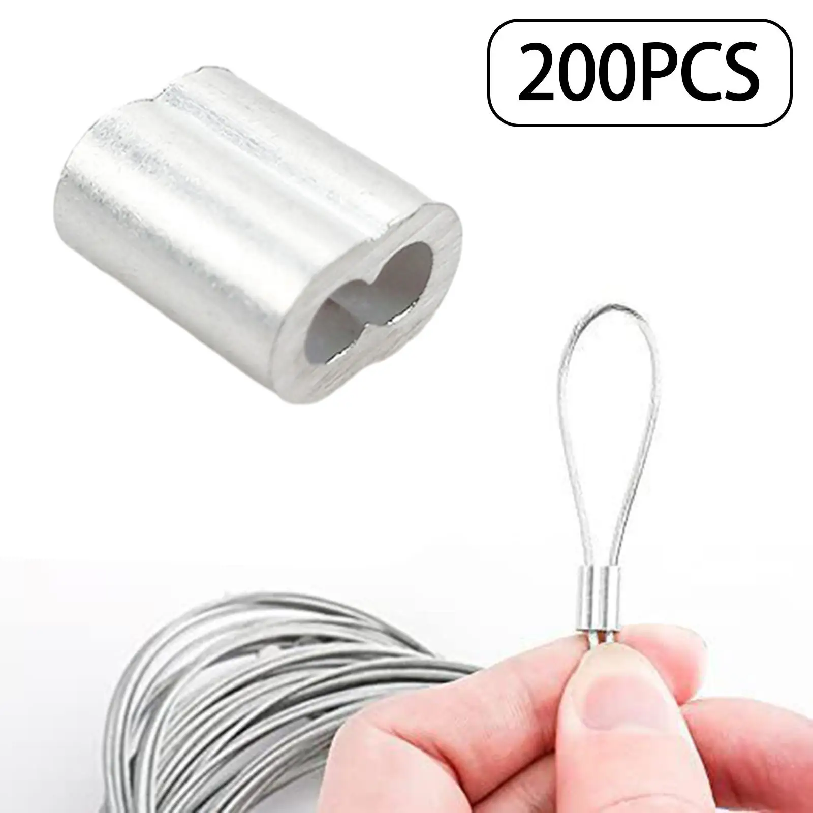 200Pcs Aluminum Sleeves Wire Rope Sleeves with Double Ferrules Fittings Fixing Clips Practical Tools Cable Ferrules