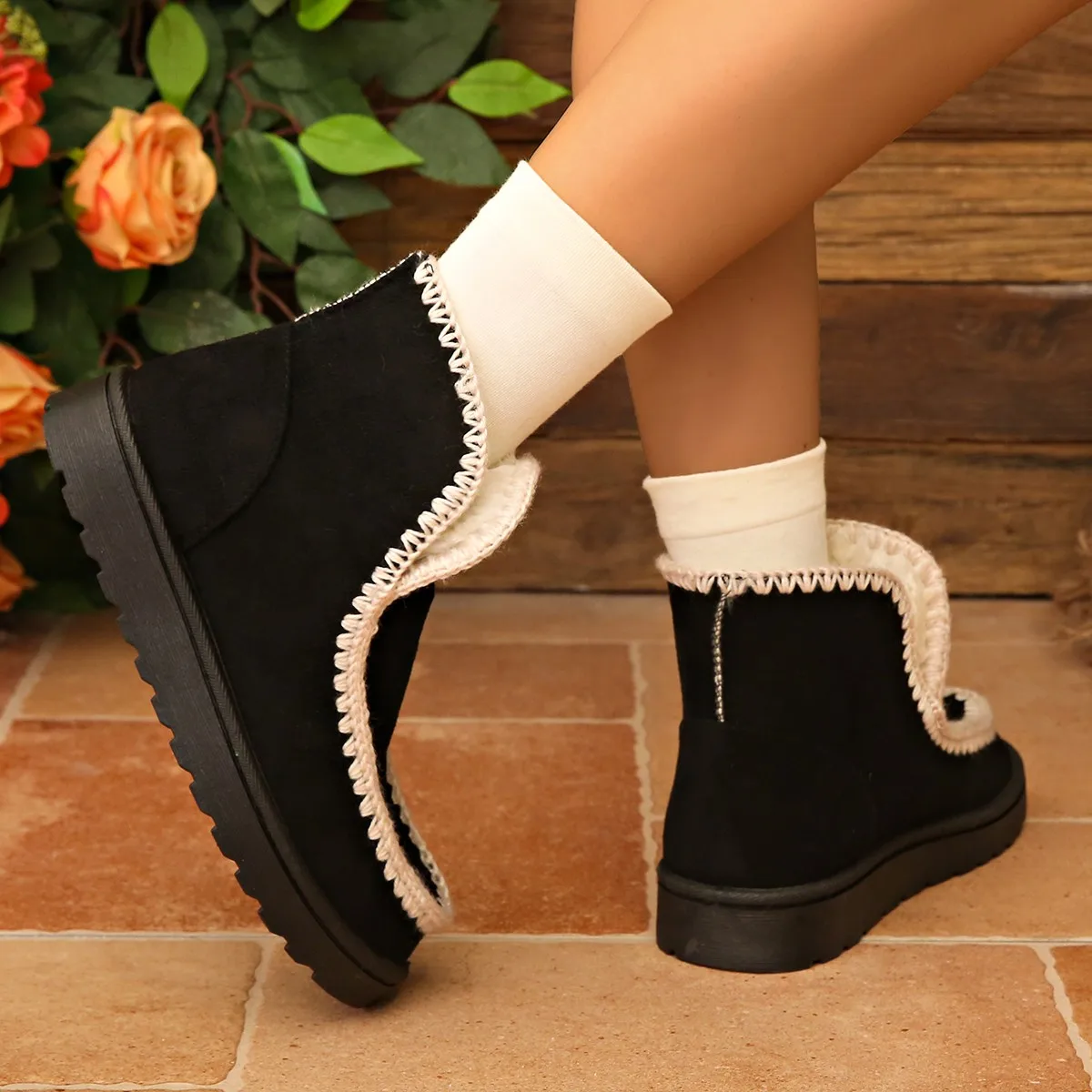 2025 New Outdoor Soft Fluffy Women Boots Autumn Winter Warm Padded Non-slip Cotton Boots Casual Flat Platform Botas Shoes