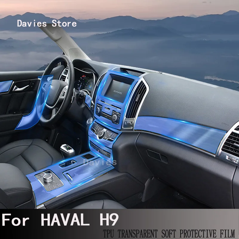 

For HAVAL H9 2020-2022 Car Interior Gearbox Center Console Transparent TPU Protective Anti-scratch Repair Film Accessories