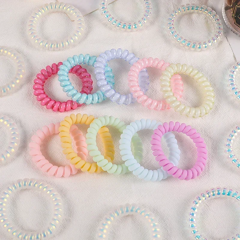 1Pcs/set New Fashion Matt Solid Telephone Wire Elastic Hair Band Frosted Spiral Cord Rubber Band Hair Tie Stretch Head Band Gum