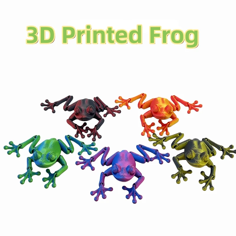 3/5 Pieces Set 3D Printed Frog Toys with Movable Joints, Suitable for Home Office Holiday Decorations and Ornamental Decoration