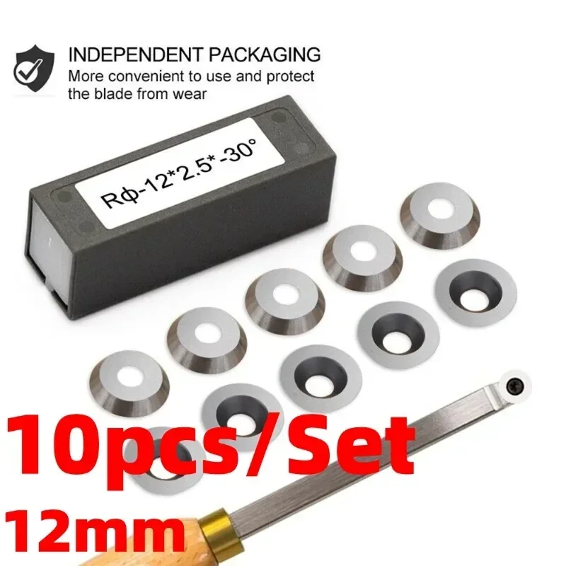 10pcs 12mm Carbide Indexable Inserts Set Round Chisel Cutter Wood Lathe Turning Tool Metal Cutting Machine Tools Accessories