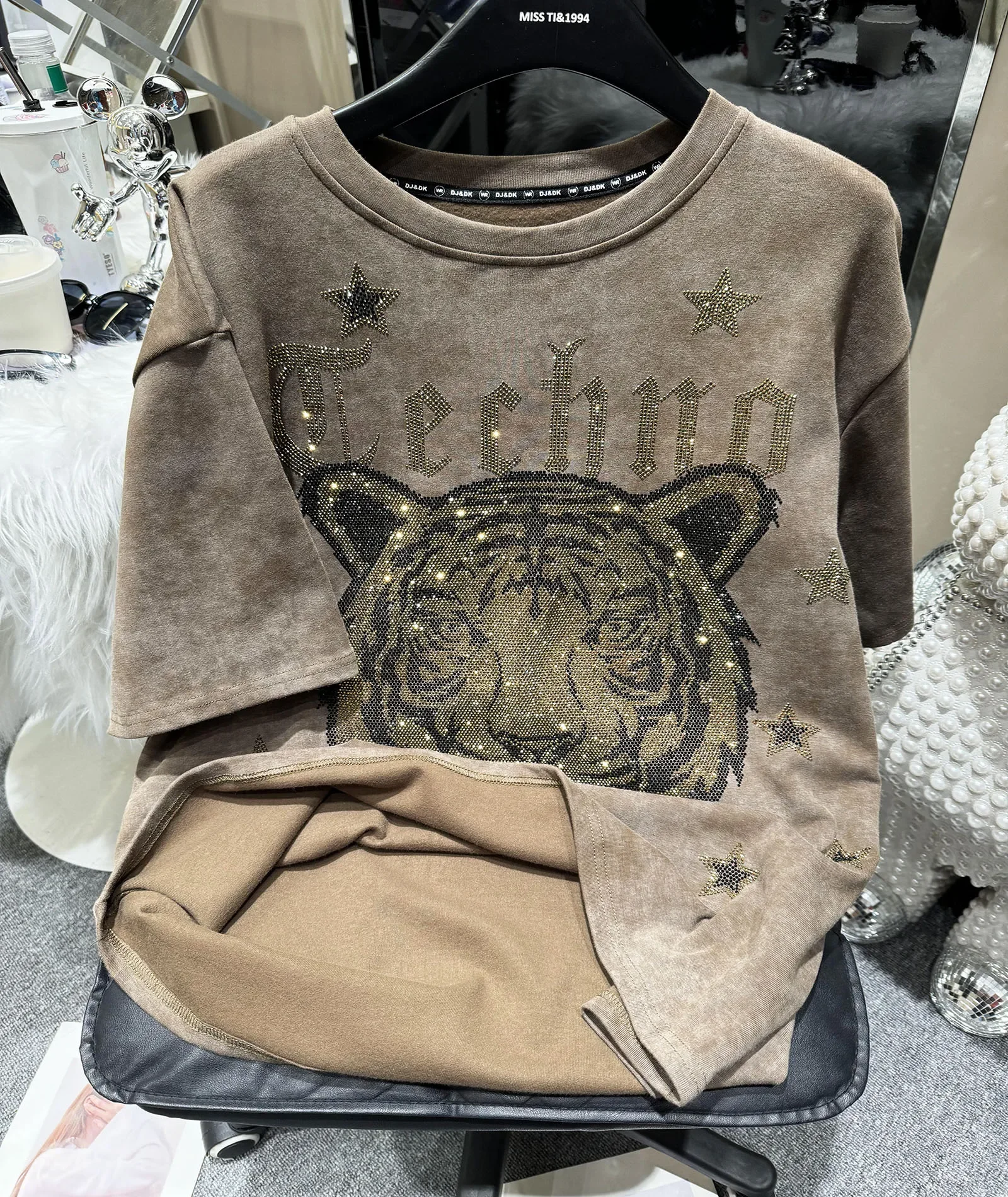 Rhinestone Tiger Women\'s T-shirt Plus Size 4XL Tops for Women Large Size Summer Short Sleeve Big SizeGraphic T Shirt Trend 2024