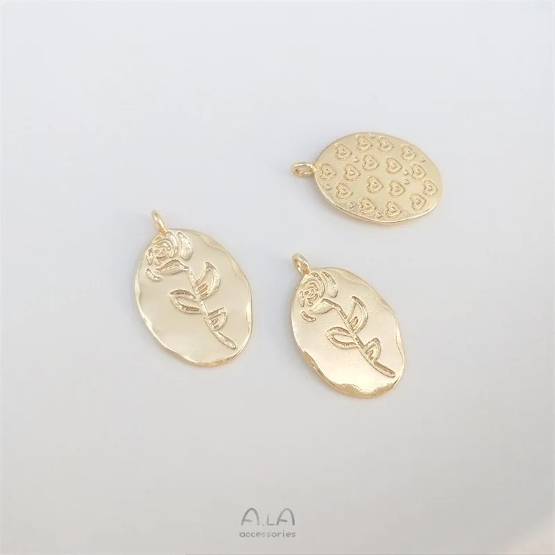 Color Retention 14K Gold Rose Angel Portrait Coin Pendant Handmade Bracelet Necklace Tag DIY Jewelry Pendant