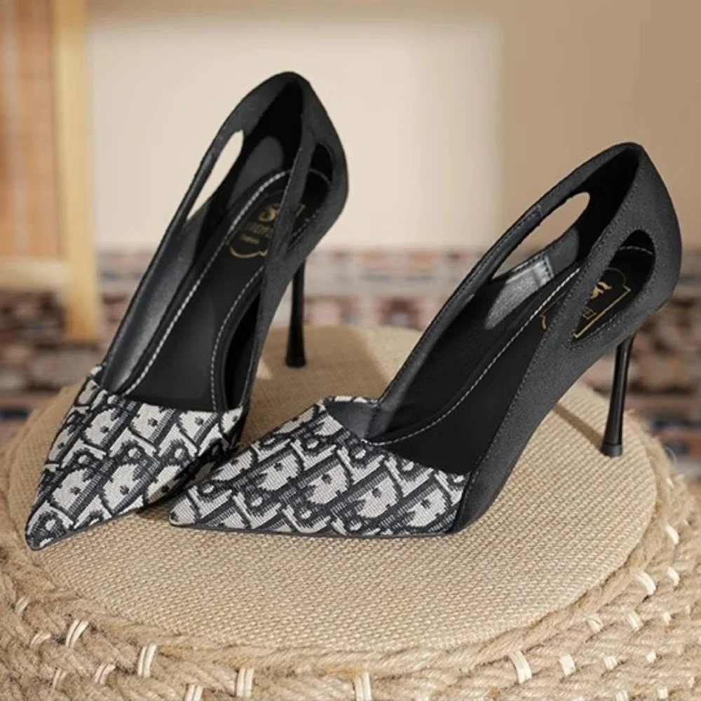 Embroidered Sandals Women Fashion Pointed Heeled New Summer Luxury Heeled High Heels Women Shoes Shallow Casual High Sandals