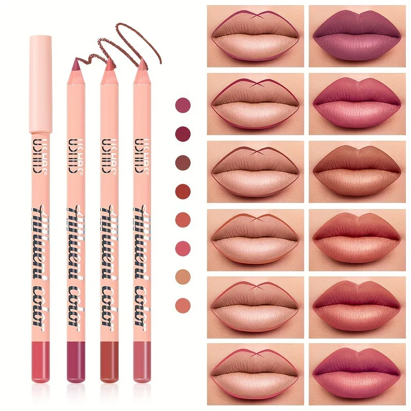 Impermeável Velvet Matte Lip Pencil, batom de longa duração, vermelho e marrom Lip Liner, maquiagem cosmética feminina