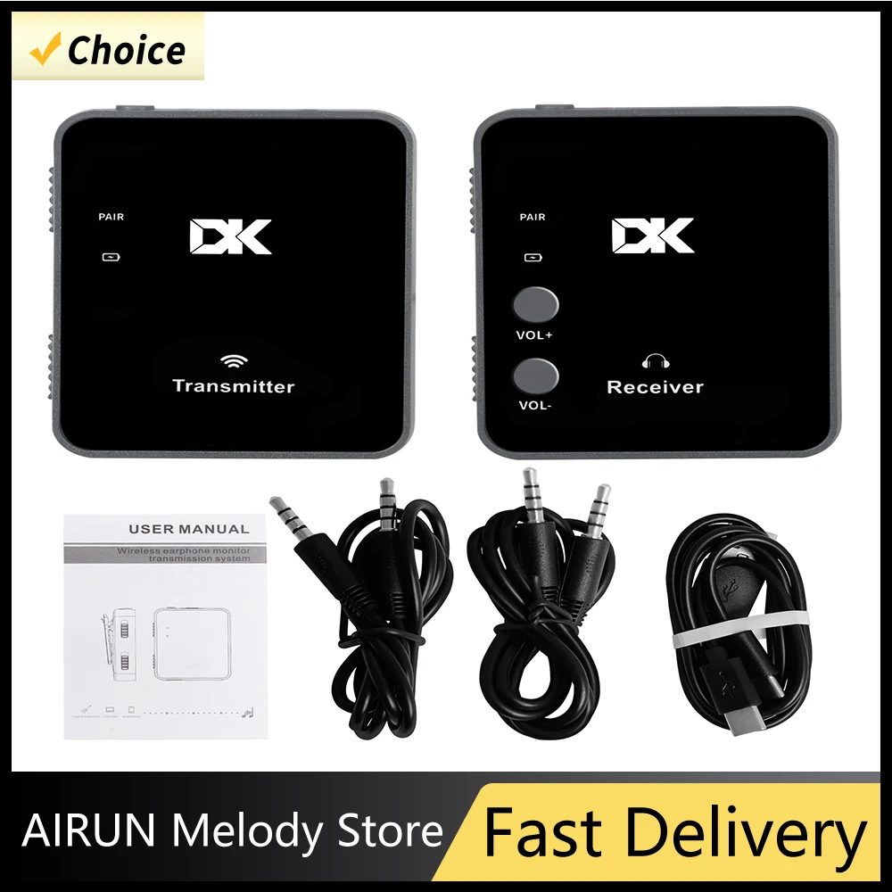 

DK Wireless Earphone Monitor with Volume Button Transmitter Receiver Support Stereo Mono Guitar Wireless Transmitter Receiver