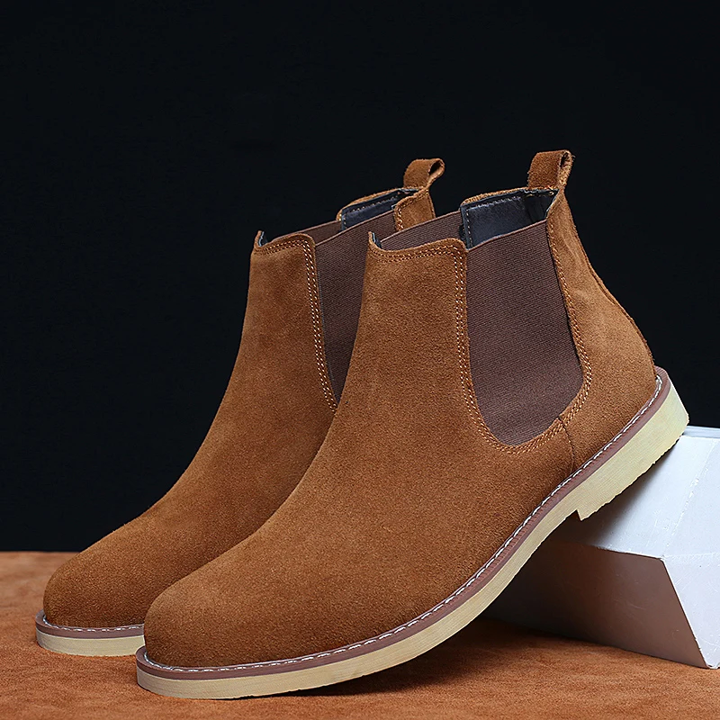 

Autumn Winter Blue Men Short Boots Retro Chelsea Boots Simple Comfortable Business Casual Fashion Trend Boots（37-47）