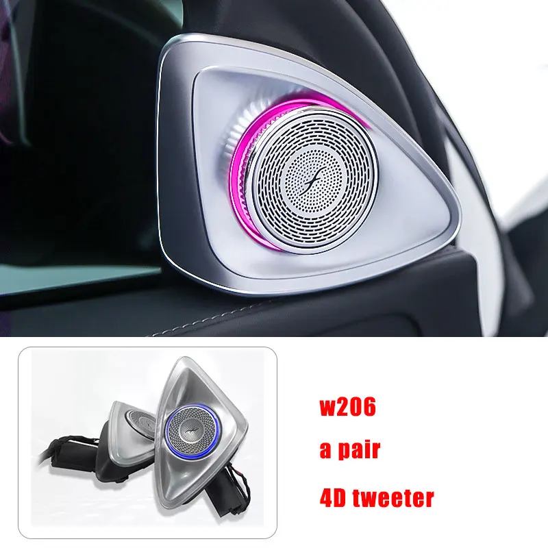 Ambient Light 64 Colors For Mercedes-Benz C Class  W206 LED Vents Speaker Decorative Light Retrofit 4D Rotating Tweeter Speakers