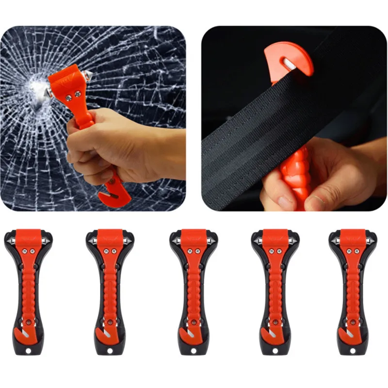 1PCS Survival Safety Hammer Camping Driving Car Seat Belt Cutter Emergency Escape Hammer to Break Window Glass RED