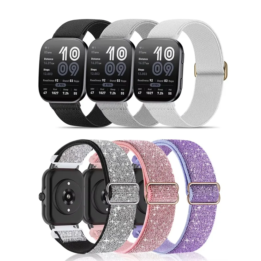 20mm 22mm Nylon Stretch Band for Amazfit GTS 4 Mini 3 2, GTR 47mm, Samsung Galaxy Watch 6 Classic 5 Pro 4 Classic, Braided Strap