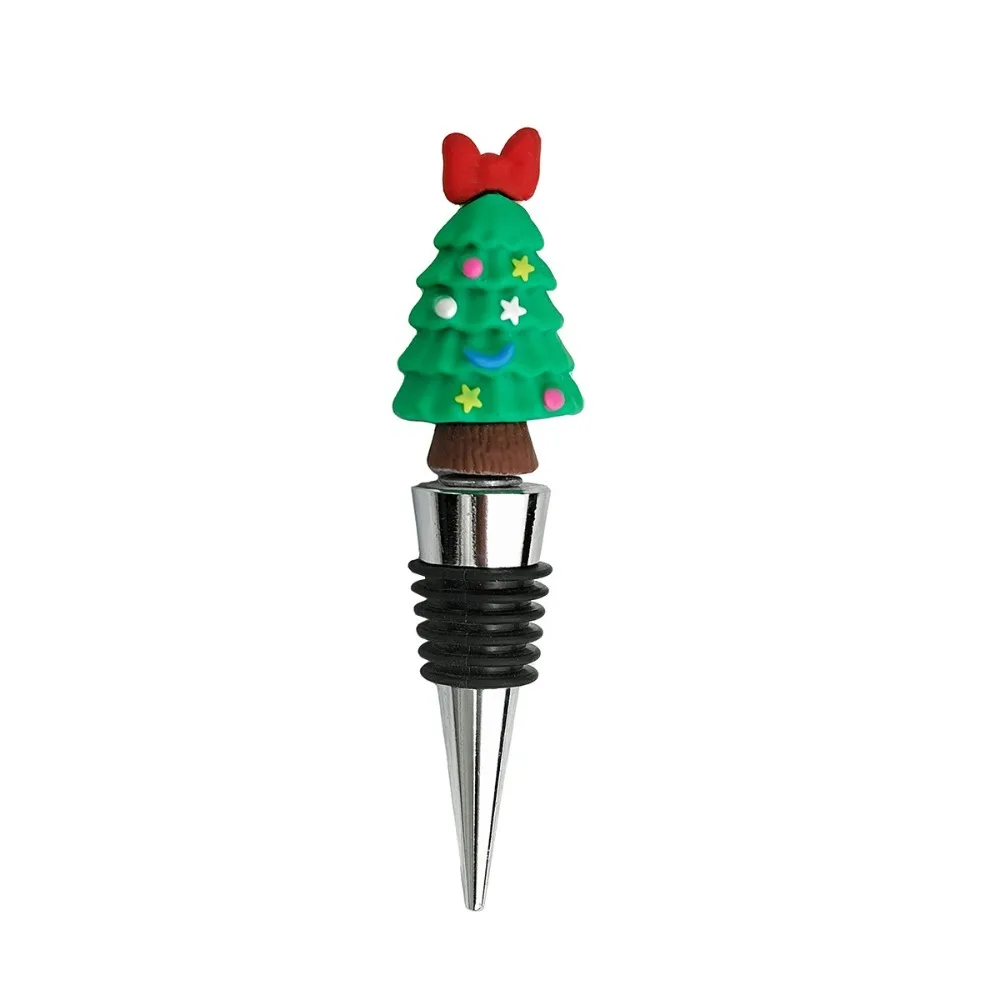 Merry Christmas Wine Bottle Stopper Bar Party Decoration Crafts Xmas Tree Snowman Wine Sealer Fresh-keeping PVC