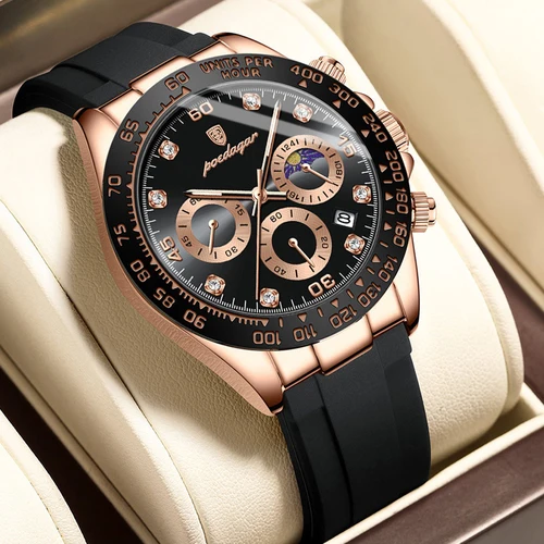 Imagen 2 del producto Reloj de Pulsera para Hombre POEDAGAR, de Moda, Alta Calidad, Lujoso, Resistente al Agua, Luminoso, Cronógrafo, con Fecha, de Cuarzo, para Exteriores