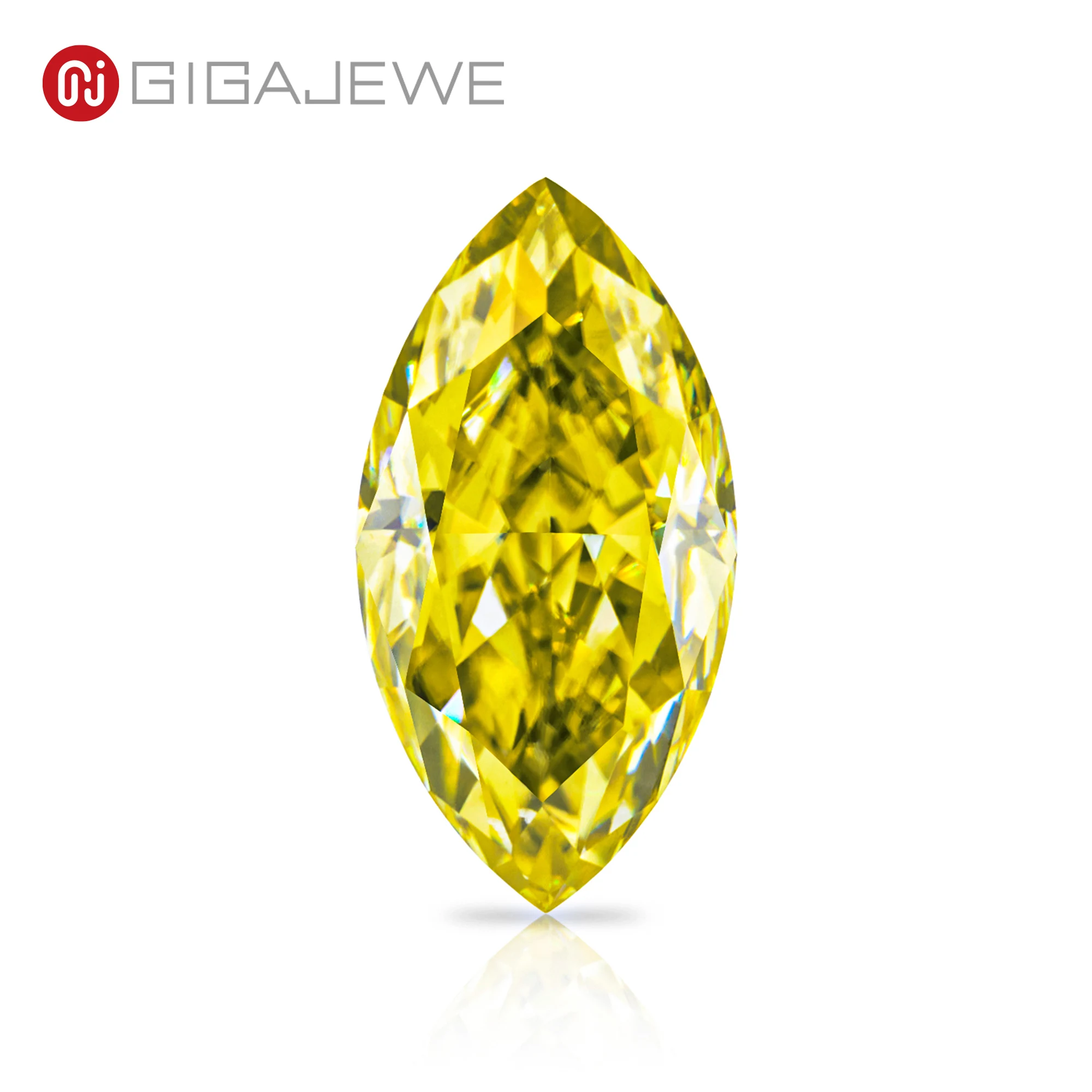 

GIGAJEWE Customized Crushed Ice Marquise Cut Vivid Yellow VVS1 Moissanite Loose Diamond Test Passed Gemstone For Jewelry Making