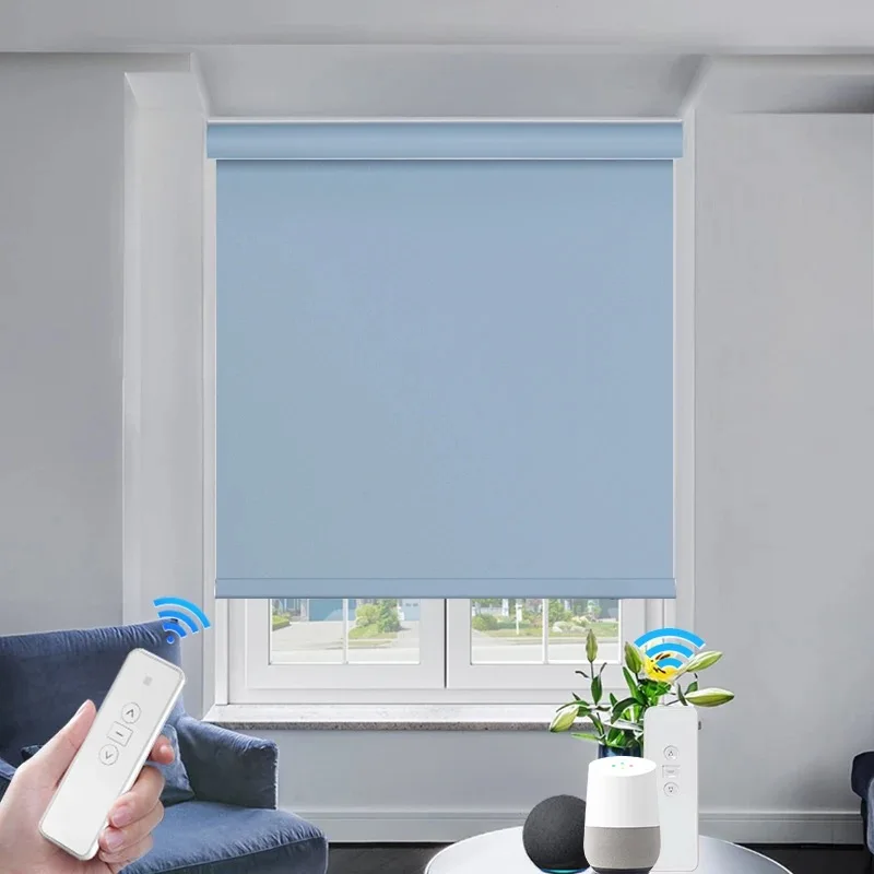 Electric Full Blackout Roller Blinds for Window Shade Block the Light Good Privacy Waterproof Durable for Bathroom Home Deco