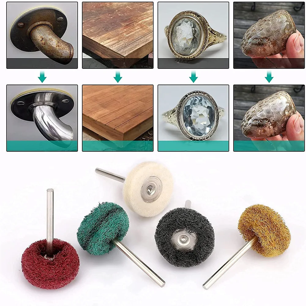 1set Mini Drill Abrasive Brush Nylon Buffing Polishing Wheel Dremel Rotary Hand Tool Accessories Set Rust Remover