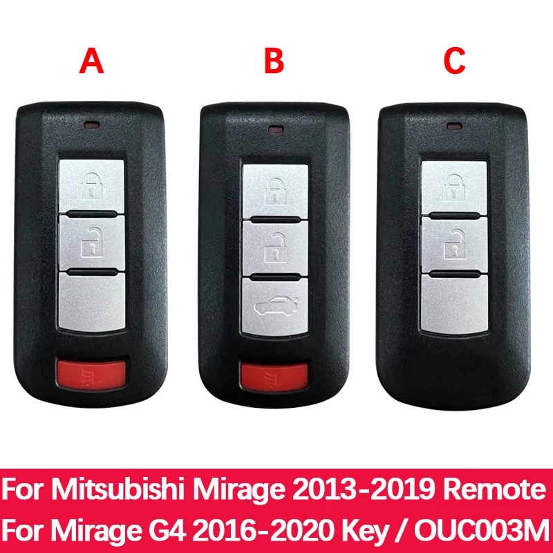 

CN011026 Smart Remote Key For Mitsubishi Mirage 2013 - 2019 Mirage G4 2016-2020 Model With FCCID OUC003M ID47 Chip 315MHz FSK