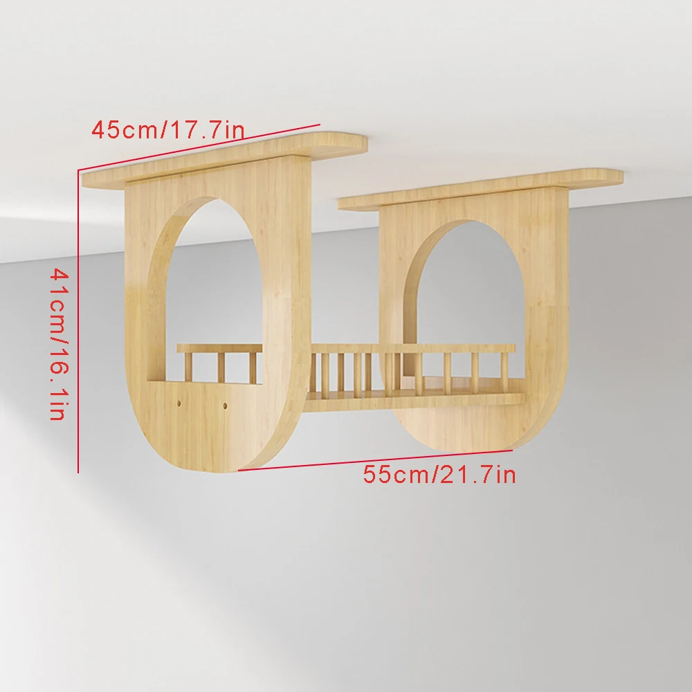 Transparent sky cat walkway, solid wood cat tunnel, ceiling cat climbing frame, cat climbing, playing, and resting furniture.