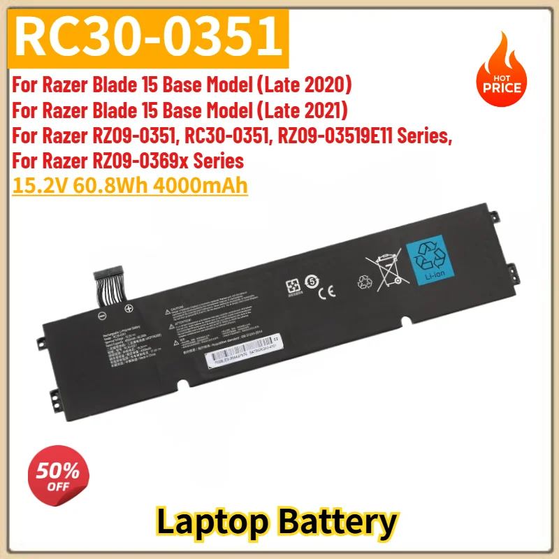RC30-0351 High Quality Laptop Battery 15.2V 4000mAh For Razer BIade 15 Base Model (Late 2020) RZ09‑0351 RC30‑0351 RZ09‑03519E11