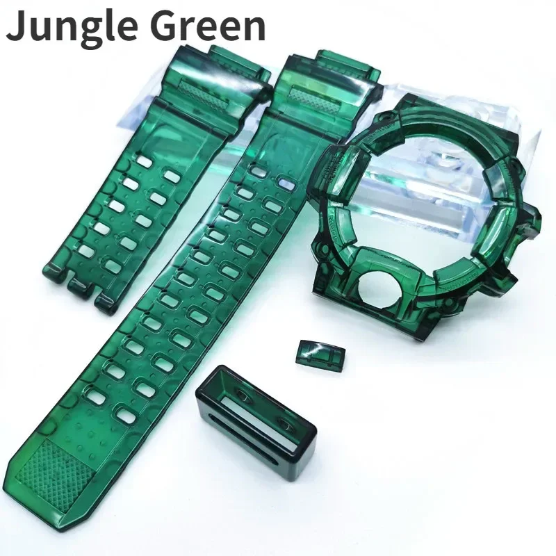 A Set Bezel for GW9400 Silicone Rubber Watch Strap band Transparent Black Watchband Case Cover With Tools Wholesale Dropshipping